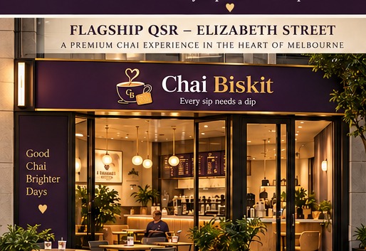 Concept render of a Chai Biskit flagship QSR store on Elizabeth Street, Melbourne